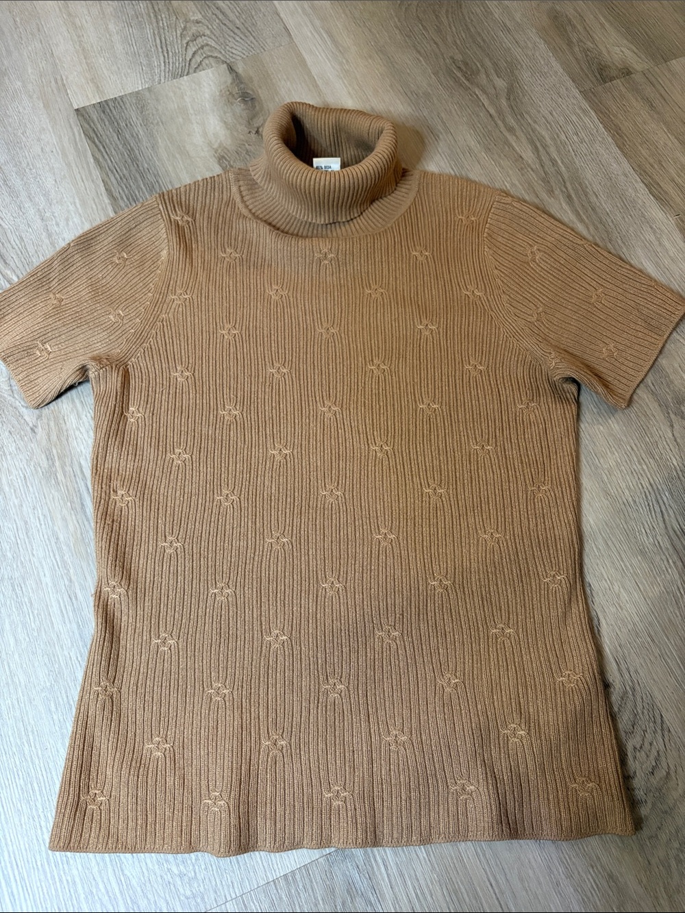 Vintage Rena Rowan Silk Angora Ribbed Short Sleeve Turtleneck Sweater Petite S